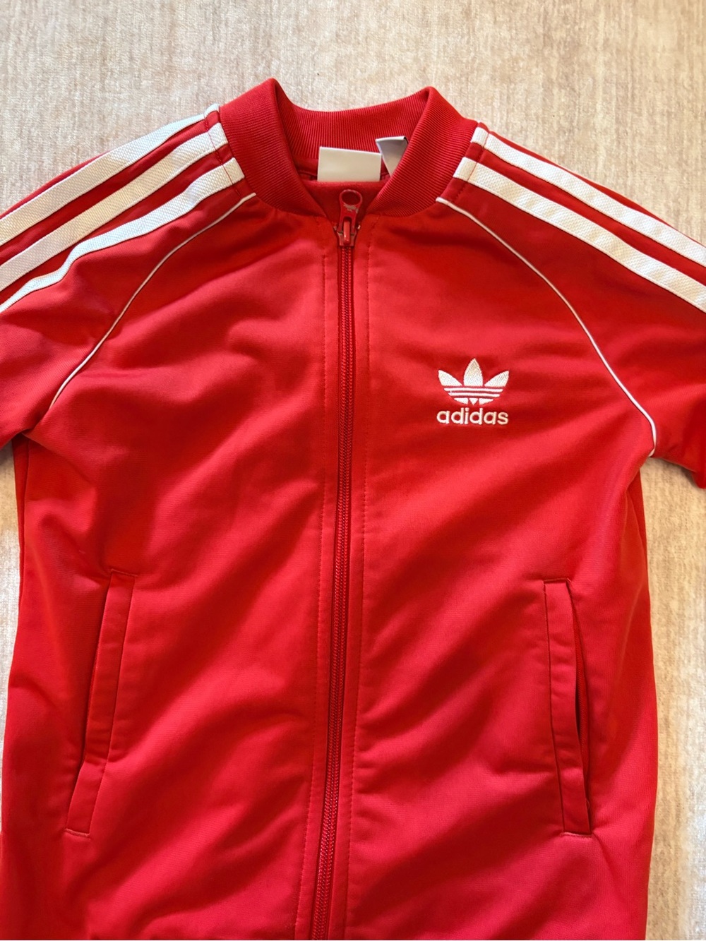 Adidas Girls Red Track Jacket Size 7-8 Athleisure, Soccer,